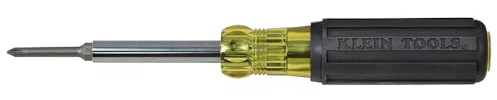 Klein Tools 32559 Multi-bit Screwdriver / Nut Driver, Extended Reach 6-in-1 Tool with Nut Driver, Phillips and Slotted Bits