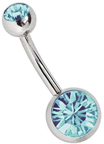 Titan Bauchnabel Piercing 1,6 mm mit Zirkonias rund in 8 mm + 5 mm