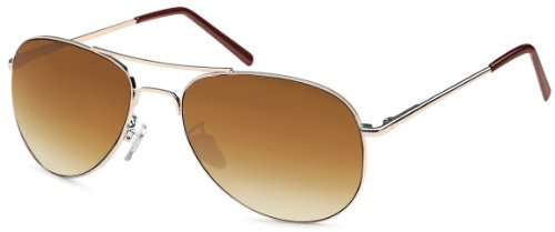 FEINZWIRN Sonnenbrille Pilotenbrille inkl. Brillenbeutel aus Microfaser für das schmale Gesicht und Köpfe, unisex, Braun