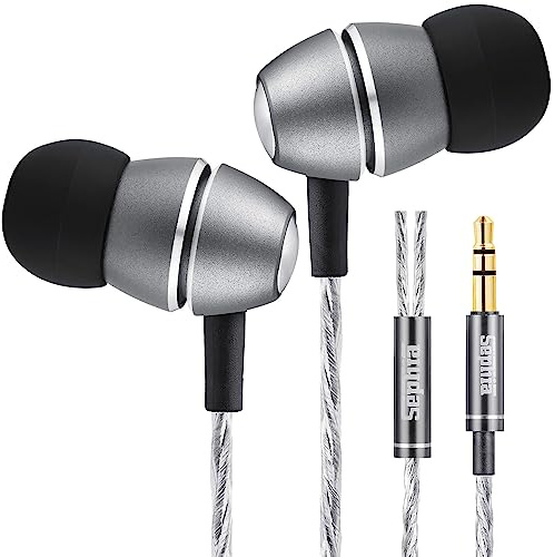 Sephia SP3030 Wired In Ear Headphones, Deep Bass Audio Earphones with Noise Isolation, 10mm Drivers, Tangle Free Cable, Metal Housing, Carry Case, 3.5mm Jack