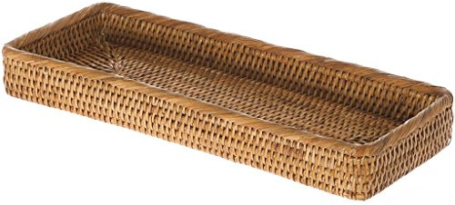 La Jolla Elongated Rattan Vanity Tray (Honey-Brown)