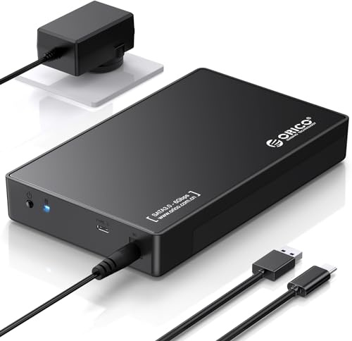 ORICO Boîtier de Disque Dur Externe 3,5 SATA III vers USB3.1 Type C pour HDD Installation sans Outil Prend en Charge UASP et Disques de 20 to (Noir-Metal+ABS-3588C3)
