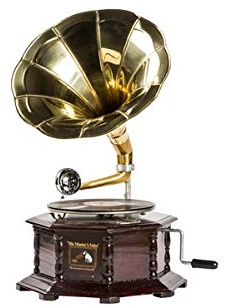 Gramophone with brass trumpet HIS MASTER'S VOICE OCTAGONAL reproduction