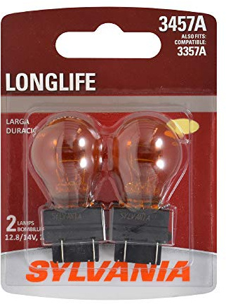 SYLVANIA - 3457A Long Life Miniature - Amber Bulb, Ideal for Park and Turn Lights (Contains 2 Bulbs)