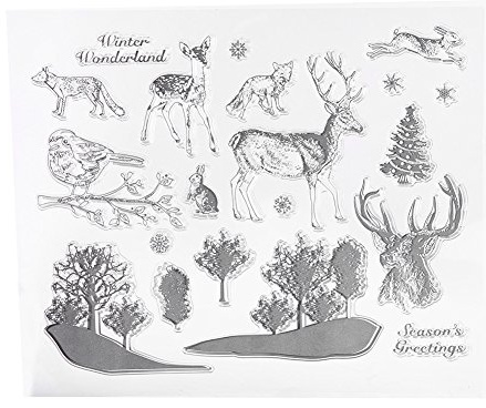 Silikonstempel Set Transparent für Scrapbook/Fotoalbum Silikon Wald-Pflanzen und -Tiere für DIY