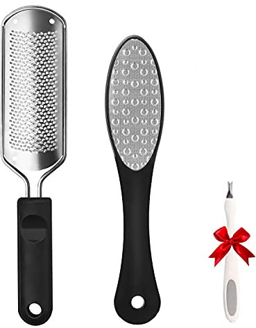 FOLAI Lot de 2 Limes pour pieds, Fichiers de pied, Râpe à pied professionnelle - Callus Remover pour pédicure Acier inoxydable premium Laveur de pieds double face pour enlever la peau morte