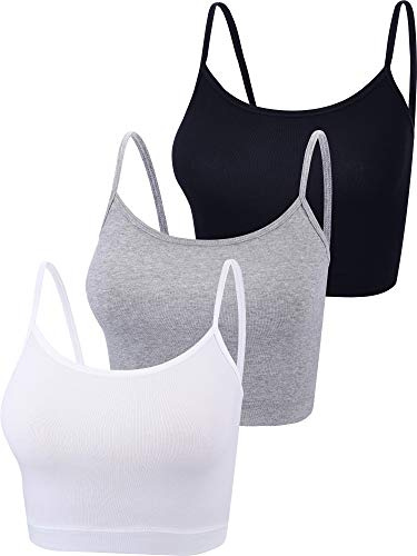BOAO Spaghetti-Träger-Shirt, Tanktop, Bauchfreies Top für Sport, Yoga, Schlafen, 3 Stück - Mehrfarbig - Mittel