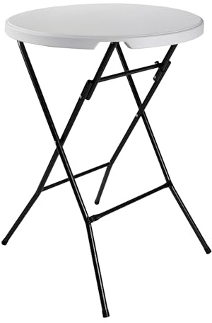Cofan Mesa Alta Plegable Redonda de Catering | Color: Blanco | Adecuada para Interior y Exterior | Medidas: Ø 80 x 110 cm