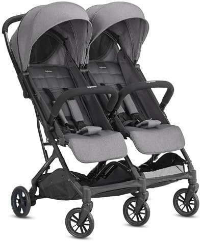 Inglesina Twin Sketch Zwillingskinderwagen, Grau, Ultraleicht und Kompakt, Ideal für Zwillinge oder Geschwister, Hoher Komfort, bis zu 15 kg