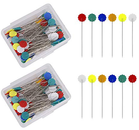 Spilli con Testa, Colorati Spilli Dritti Fiore Testa Spilli per Quilting Con Scatola Di Immagazzinaggio Per Sarta Artigianato Progetti Di Cucito 200 Pezzi