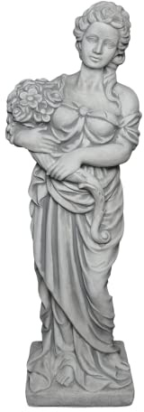 gartendekoparadies.de Statue der Griechischen Göttin Leto, Steinfigur, Grau, Weißbeton Steinguss, H. 116 cm, 100 kg, Frostsicher für Außenbereich