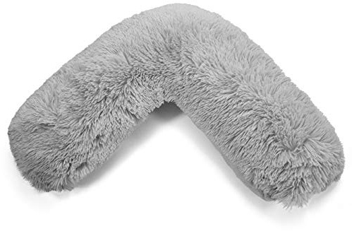 NIGHTZONE Teddy V Shaped Complete V Pillow or V Case Only For Neck Maternity Back Support Soft Warm Plush Cosy Fleece V Shape Cover (Teddy Cuddles Silver, Teddy Cover Only)