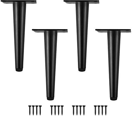 SIVIKIO Möbelfüße 4 Stück Möbelbeine Kegel Schräg/Vertikale Möbelfüße Edelstahl mit rutschfeste Gummibasis DIY für TV-Schrank Bett Sofa Badschrank (Höhe-25CM (10), Schwarz-Vertikal)