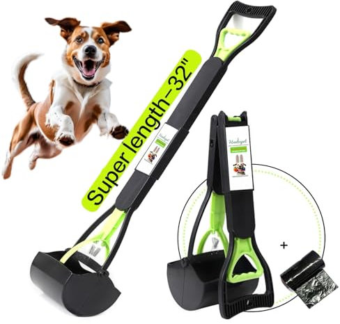 OptiCase Kotschaufel für große, kleine Hunde und Katzen, tragbar, langer Griff, 80 cm, faltbare Kotschaufel, Hundekotschaufel mit Kotbeuteln für Gras und Kies