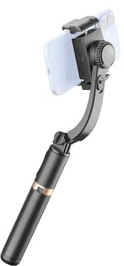 Cellularline FREEMOTION Gimbal 3 in 1 con Stabilizzatore Anti-Shake Intelligente, Selfie Stick, Treppiede, Telecomando Bluetooth, Alluminio, Riprese Verticali e Orizzontali, Nero