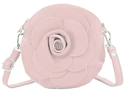 modamoda de T225 Damen Leder Umhängetasche Abendtasche Clutch Blüte Klein, handmade in Italy