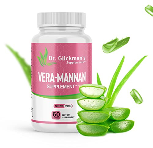 Dr. Glickman’s Supplements Vera-Mannan™ Aloe Vera Capsules with Vitamin E – 60 Vegetarian Capsules – Made in USA