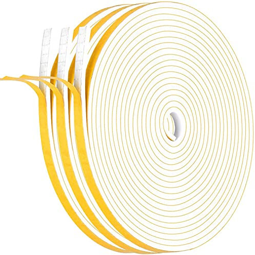 Weather Stripping Sealing Tape for Doors Windows, Self-Adhesive Draught Excluder Foam Tape, 6 mm (W) x 3 mm (D) / 18 m (L) Rubber Insulation Seal Tape for Doors Windows Gap Seal