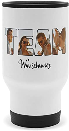 PhotoFancy® - Personalisierter Thermobecher 'Team' - Isolierbecher to go mit eigenem Foto und Text selbst gestalten
