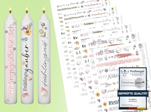 Sugeru® 6 X DIN A5 kerzenfolie(200+Muster), Kerzentattoo Wassertransferdruck | Wasserschiebefolie kerzen dekorieren| kerzenaufkleber sticker | Lieblings Person,Valentinstag (FrühlingⅠ)