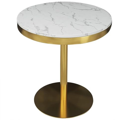 DMCHENGMA Runder Bartisch mit Marmorplatte, Bistro-Pub-Höhe, Cocktailtisch mit Rutschfester, Stabiler Metallbasis, Esstisch für Zuhause, Küche, Wohnzimmer(Size:55x95cm)