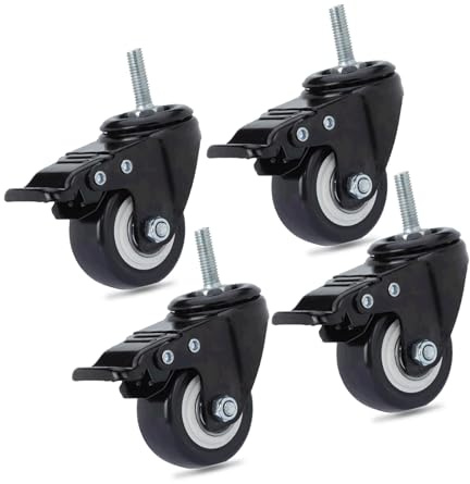 Büro Stuhl Räder Rollen Rollen Rollen M8x25mm tragende 240kg PU Drehrollen Trolley Möbel Rollen Ersatz Trolley Räder Lenkrollen mit Bremsen(4)