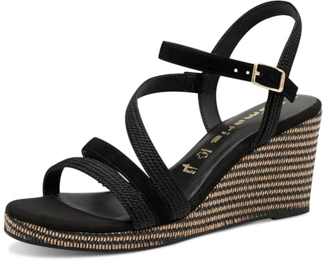 Tamaris Sandalette Damen Keilabsatz schwarz,EU 42