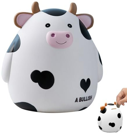 Hucha Linda Vaca, Hucha Cerdito, Hucha de Becerro Blanco, Uchas Dinero para Niños, Hucha Linda Vaca, Seguro Einofensivo, Gran Regalo para Cualquier día Festivo para Niños y Niñas (Blanco)