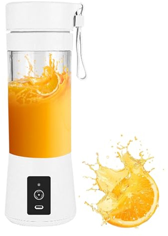 Licuadoras para Zumos y Batidos de 380 ml, Batidora de Vaso Portatil con 6 Cuchillas de Acero Inoxidable para jugos y Alimentos (Blanca)