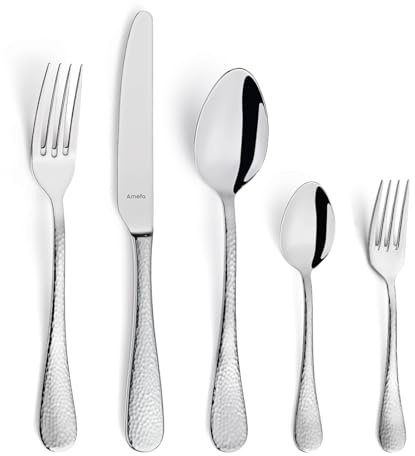 AMEFA Sierra bestickset 30 delar | matbestick för 6 personer | bestickset med hammarslag-design