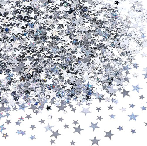 3000 Pcs Glitter Star Confetti with Diamond, 30g 6mm Metallic Foil Sprinkles Table Glitter Confetti, Twinkle Sequins Scatter Star Confettis for Birthday Party Halloween Christmas Decoration
