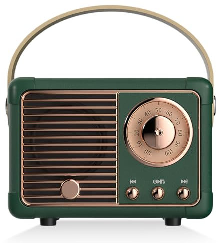 Mini Haut-parleur Bluetooth en Forme de Radio Rétro, Boîte à Musique Portable 5.0 pour Décoration de Chambre, Bureau et Salon - Cadeau