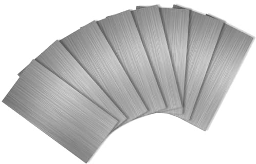 Yipscazo Peel and Stick backsplash 3 x 6 Zoll 3D PVC Composite Wandfliese Stick auf Backsplash Fliese für Küche Bad, Waschküche, Kamin (Metall Composite, 100 Stück)