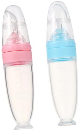 UPKOCH 2stücke Teiliges Silikon Babyfütterungsflasche Lebensmittelspender Mit Löffel Praktisch Für Zuhause Unterwegs Zur Genauen Portionierung Von Babynahrung -frei Mit Standfuß Und