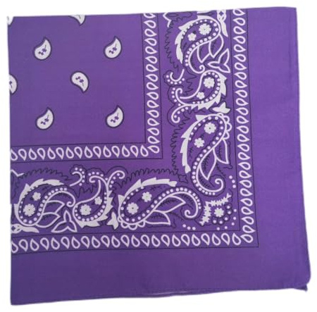 Paisley bandana – multifunktionell huvudbonad för utomhusäventyr 55 x 55 cm – perfekt för cykling, vandring, löpning, yoga, motorcykel och mer, Lila, one size