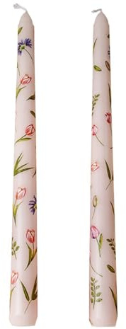 2 Printed Long Candles, Plants and Flowers, Creative and Exquisite, Candlelight Dinner Candles, Valentine's Day Dining Table Decoration.