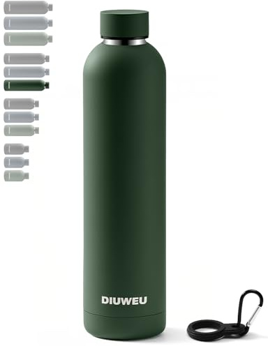 Stainless Steel Water Bottle Double Wall, Insulated Metal Water Bottle with Clip, 350ml/500ml/750ml/1L, BPA Free, 24hrs Cold & 12hrs Hot, Suitable for Sports, Camping, Hiking, Cycling, Gym, Travel