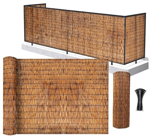 Canniccio Bambu per Esterno,Rotolo Bamboo Giardino,Schermo di Protezione della Privacy del Balcone, Recinzione in bambù, for Cortile, Giardino, Balcone, Decorazione E Rete di Copertura(Brown)