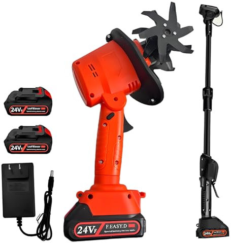 Motozappa Elettrica 24V Motocoltivatore da Giardino con 2 x 1.5Ah Batteria Zappatrice Elettrica con 4 File di Denti in Acciaio Larghezza di lavorazione 10 cm profondità 10 cm