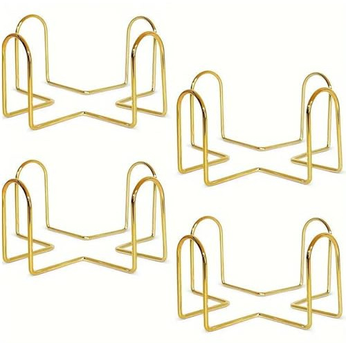 XFSRG Untersetzer-Halter aus Eisen 4-teiliges Set Metallständer zur Aufbewahrung von Tassenuntersetzern Rutschfester Getränkeuntersetzer-Halter für Küche & Tisch (Gold)
