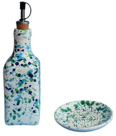 Beamel Home Pack de Aceitera y Plato Rallador Pequeño Artesanales Coral de Cerámica Hecha a Mano en España. Elegancia, Tradición y Funcionalidad en una Pieza Única Aceitera y Plato Rallador