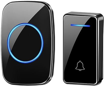 SLDAGe Plug Through Wireless Doorbell with AC Sockets, IP65 Waterproof Self-Powered Cordless Door Bells, 150M Range Plug in Door Bell Kits,60 Chimes,5-Level Volume&LED Light Flash,Black