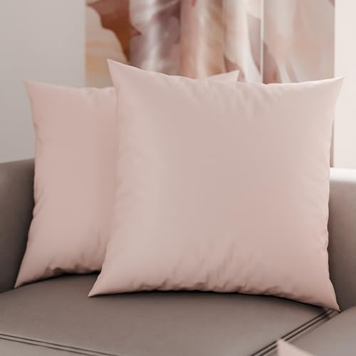 PETTI Artigiani Italiani - 2er-Set Kissenbezüge 35x35 cm aus Mikrofaser, Dekokissen-Bezüge für Schlafzimmer und Sofa, Set mit 2 Kissenhüllen, Einfarbiger Kissenbezug Rosa, 100% Made in Italy