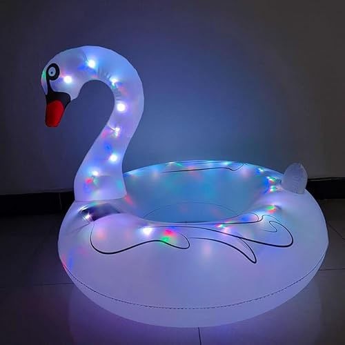 Galleggiante solare a LED a forma di fenicottero per adulti – salvagente gonfiabile con luci – Galleggiante notturno per feste in piscina/spiaggia/lago