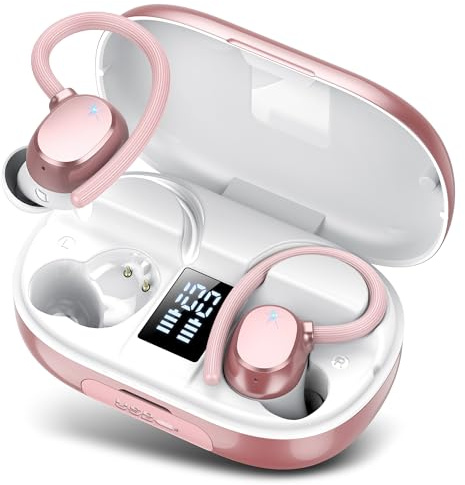 Ear buds Wireless Bluetooth Earbuds Sport 2026 NEW Bluetooth 5.3 Headphones with LED Display 128H Playtime Powerful Bass Over Ear Earphones with Earhooks IP7 Waterproof for Gym/Running/Workout