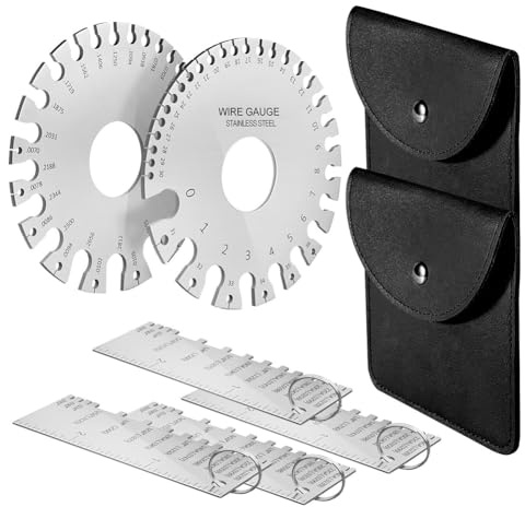 Gosera 8Pieces Wire Gauge Measuring Tool, Metal Gauge Thickness Tool, Sheet Thickness Gauge, Round Dual Sided Metal Sheet Guage