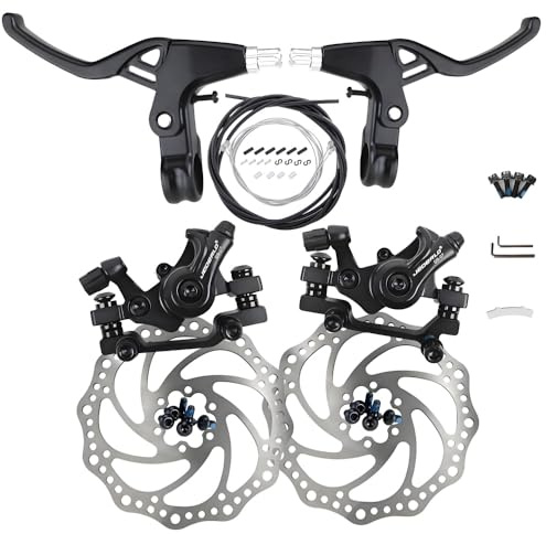 GUOFANG Cykelskivbromssats, mekanisk skivbromsok, universell skivbroms fram och bak, aluminium, mekanisk skivslitbroms (svart ensemble)