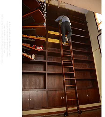 6 m Bibliothek Schiebeleiter Hardware-Kit – Top Roller Rundrohr Mobile Schiene Bodenrollen mit Bremsen Komplettset für einfache Installation und Verwendung