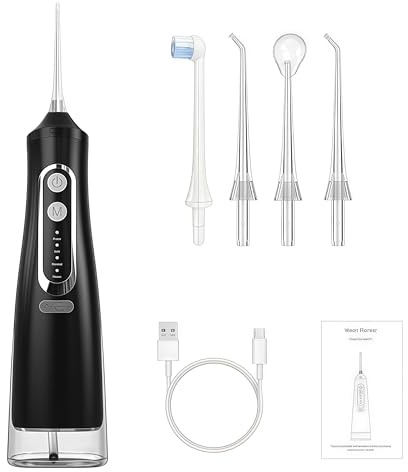 Oryzon Hydropulseur sans fil pour un soin dentaire & buccal optimal – Réservoir 310 ml et étanchéité IPX7 pour une utilisation sûre sous la douche (Noir)