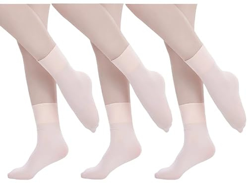 MIXLAC Girls Seamless Ballet Dance Socks 3 Packs Soft Breathable Kids Socks Pink (UK Child 6-12.5)